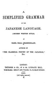 Cover of: A simplified grammar of the Japanese language