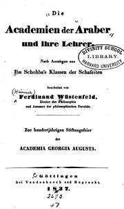 Cover of: academien der Araber und ihre lehrer.