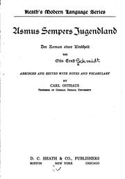 Cover of: Asmus Sempers jugendland by Otto Ernst Schmidt