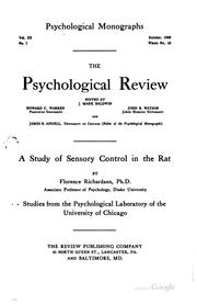Cover of: study of sensory control in the rat
