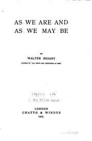 Cover of: As we are and as we may be