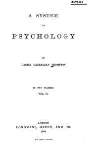 Cover of: system of psychology | Daniel Greenleaf Thompson