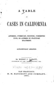 Cover of: A table of cases in California as affirmed, overruled, modified, commented upon by Henry J. Labatt