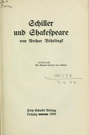 Cover of: Shakespeare und unsere Klassiker. by Arthur Böhtlingk
