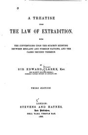 Cover of A treatise upon the law of extradition