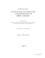 Cover of: type of singular points for a transformation of three variables ...