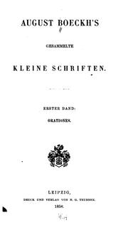 Cover of: August Boeckh's gesammelte kleine Schriften. by August Boeckh
