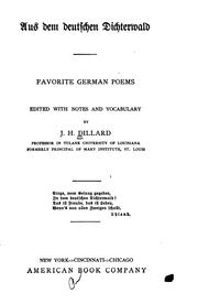 Cover of: Aus dem deutschen Dichterwald: favorite German poems : edited with notes and vocabulary