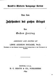 Cover of: Aus dem Jahrhundert des grossen Krieges by Gustav Freytag