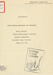 Cover of: South station headhouse and concourse preliminary feasibility (confidential). by Boston Redevelopment Authority, Boston Redevelopment Authority