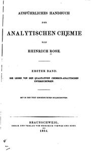 Cover of: Ausführliches handbuch der analytischen chemie