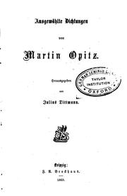 Cover of: Ausgewählte dichtungen von Martin Opitz.