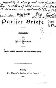 Cover of: Ausgewählte Pariser briefe. by Nordau, Max Simon