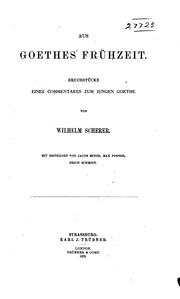 Cover of: Aus Goethes frühzeit. by Wilhelm Scherer