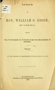 Cover of: Speech of Hon. William O. Goode, of Virginia