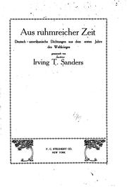 Cover of: Aus ruhmreicher zeit by Irving Theodore Sanders