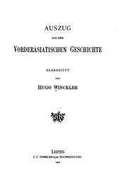 Cover of: Auszug aus der vorderasiatischen Geschichte by Hugo Winckler