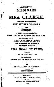 Cover of: Authentic memoirs of Mrs. Clarke | Elizabeth Taylor