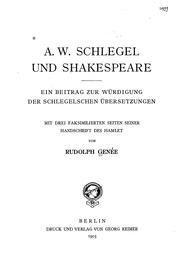 Cover of: A. W. Schlegel und Shakespeare