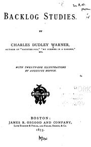 Cover of: Backlog studies by Charles Dudley Warner