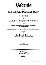 Cover of: Badenia, oder, Das badische Land und Volk by Josef Bader.