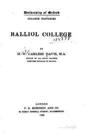 Cover of: Balliol college by H. W. Carless Davis