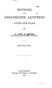 Cover of: Beiträge zur geschichte Ägyptens unter dem Islam
