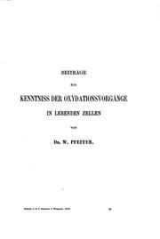 Cover of: Beiträge zur kenntniss der oxydationsvorgänge in lebenden zellen