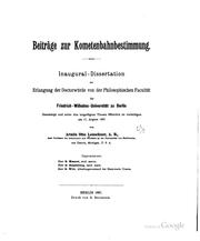Cover of: Beiträge zur kometenbahnbestimmung ... by Armin Otto Leuschner