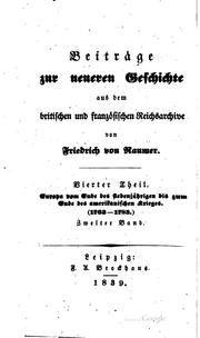 Cover of: Beiträge zur neuren geschichte aus dem Britischen museum und Reichsarchive