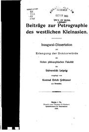 Cover of: Beiträge zur petrographie des westlichen Kleinasien
