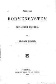 Cover of: Über das formensystem binaerer formen ...