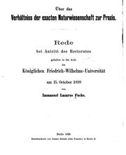 Cover of: Über das verhältniss der exacten naturwissenschaften zur praxis ...