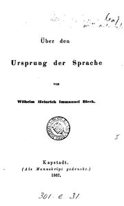 Cover of: Über den ursprung der sprache