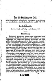 Cover of: Über die Erhaltung der Kraft by Hermann von Helmholtz