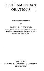 Cover of: Best American orations by John R. Howard, John R. Howard