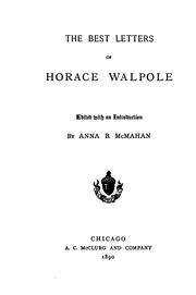 Cover of: best letters of Horace Walpole