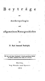 Cover of: Beyträge zur anthropologie und allgemeinen naturgeschichte