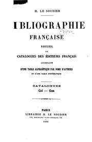 Bibliographie française by H. Le Soudier