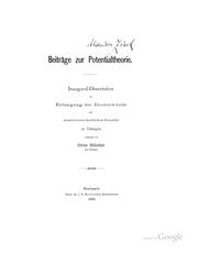 Cover of: Beiträge zur potentialtheorie ...