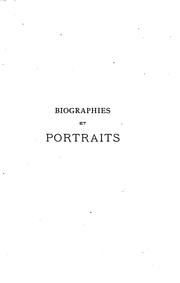 Cover of: Biographies et portraits