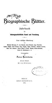 Cover of: Biographische blätter. by 