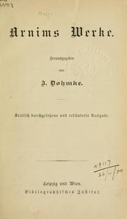 Cover of: Werke by Ludwig Achim von Arnim