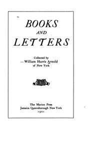 Cover of: Books and letters by Arnold, William Harris