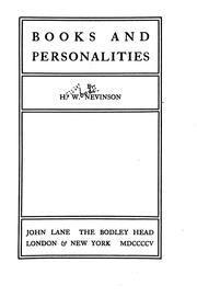 Cover of: Books and personalities. by Henry Woodd Nevinson