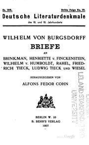 Cover of: Briefe an Brinkman by Wilhelm von Burgsdorff