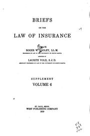 Cover of: Briefs on the law of insurance. by Roger W. Cooley