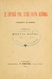 Cover of: Ze zápisk phil. stud. Filipa Koínka by M. A. imáek