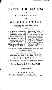 Cover of: British remains; or, A collection of antiquities relating to the Britons by Nicholas Owen
