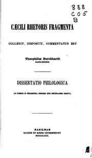 Cover of: Caecili Rhetoris fragmenta by Calactinus Caecilius